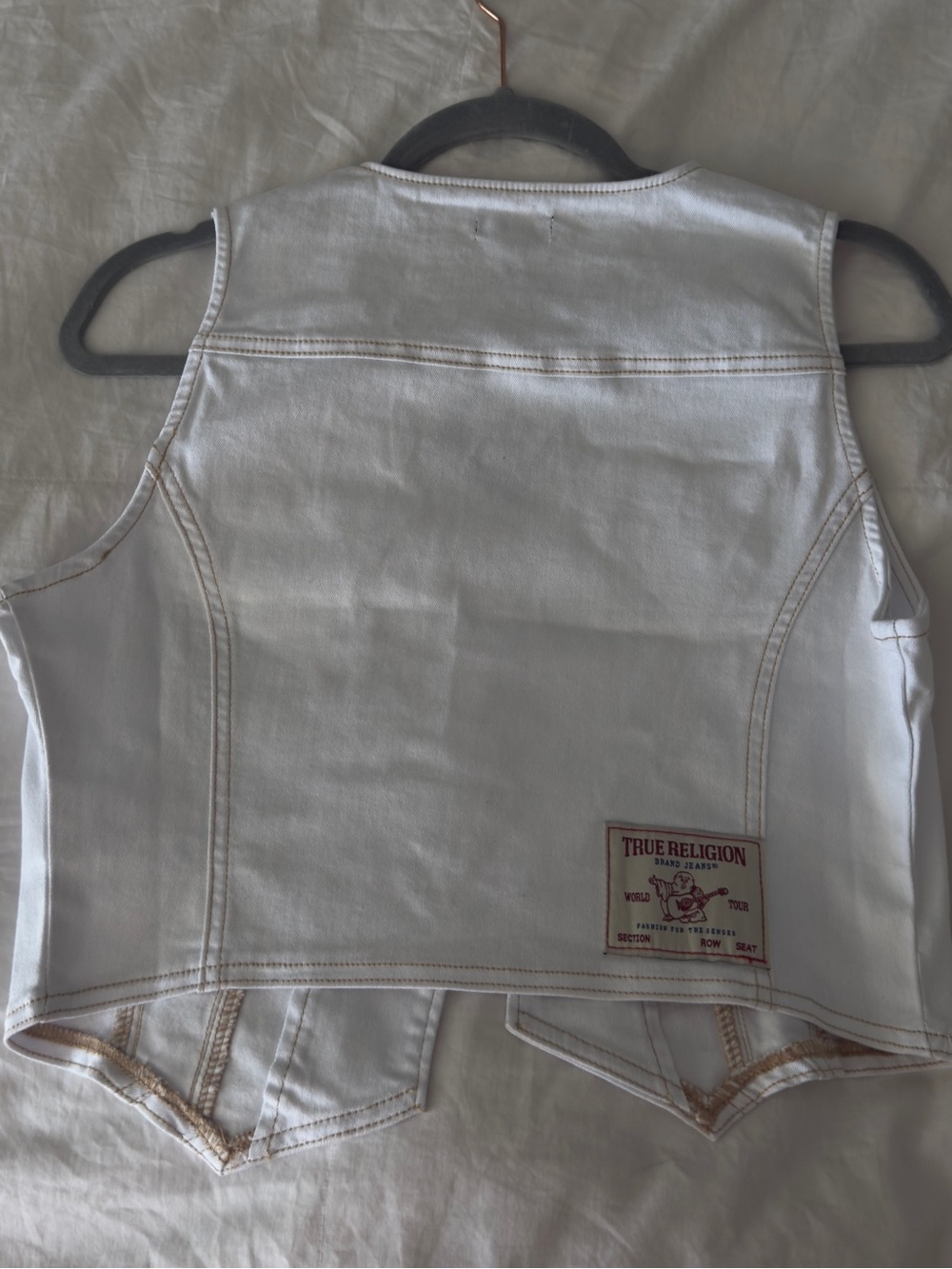 White Denim Vest Top - Picture 2 of 3